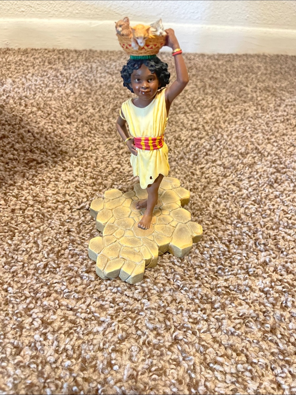 Yellow Girl Figurine Toy with Basket - Kids Toys